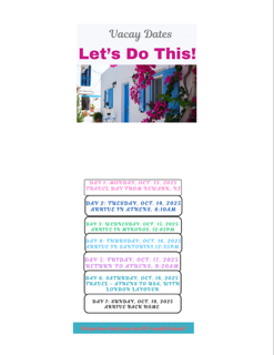 14 page color 8.5x11 Full Size Travel Itinerary e-Book